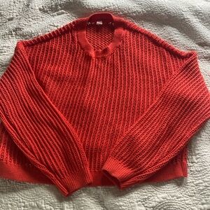Old Navy Orange Red Knit Crop Sweater
